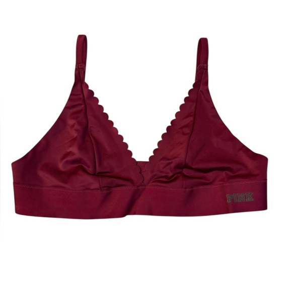 Victoria's Secret PINK Bonded Scalloped plunge Bralette Burgundy Size L #2013 - Picture 5 of 8